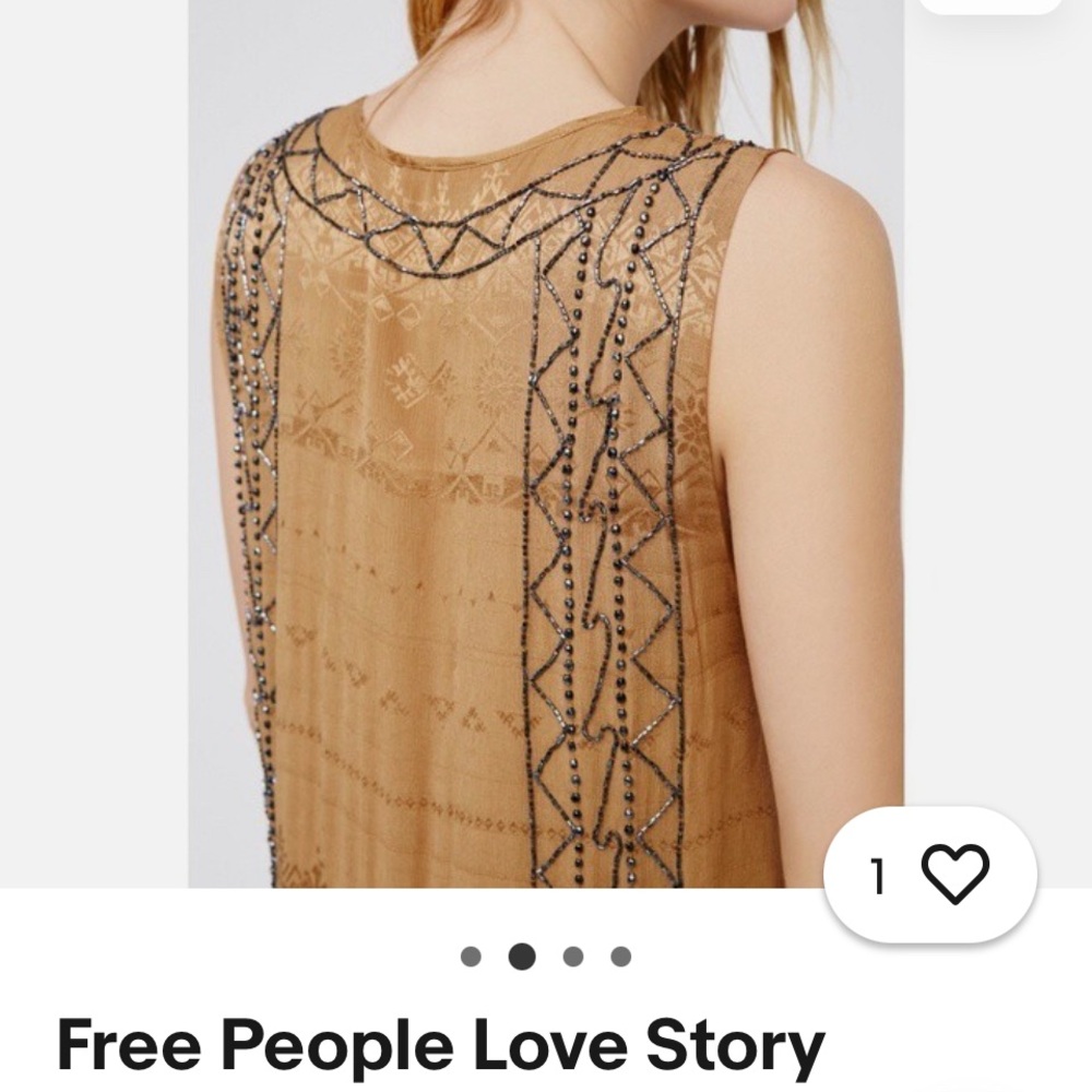 Free People Cream Embellished Tank Top
